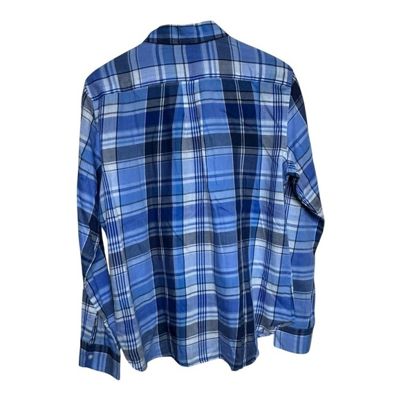 Lauren Ralph Lauren Women's Blue Plaid Button Down Shirt Roll Tab Sleeve Size L - Picture 2 of 7